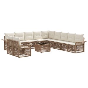 vidaXL Ensemble de canapé de jardin 12 Pièces Beige polyrotin
