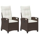 vidaXL Chaise de jardin 2 pc Marron et Crème Acier et Polyester