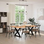 vidaXL Table à manger et bord naturel bois massif chêne