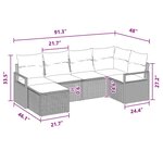 vidaXL Ensemble de canapé de jardin avec coussin 6 Pièces Marron et rouge
