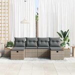 vidaXL Ensemble de canapé de jardin avec coussin 6 Pièces Gris polyrotin