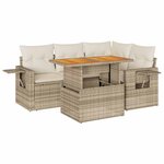 vidaXL Salon de jardin avec coussins 5 Pièces beige résine tressée