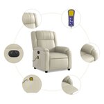 vidaXL Fauteuil de massage inclinable électrique crème similicuir