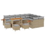 vidaXL Ensemble de canapé de jardin 13 Pièces Beige Poly rotin