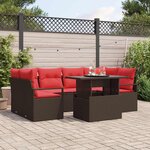 vidaXL Ensemble de canapé de jardin 7 Pièces Marron Poly rotin