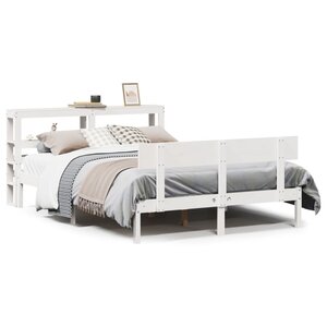vidaXL Cadre de lit sans matelas blanc 135x190 cm bois de pin massif