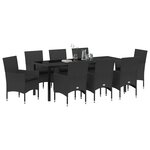 vidaXL Ensemble de salle à manger pour jardin 9 Pièces Noir polyrotin