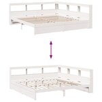 vidaXL Lit bibliothèque sans matelas blanc 200x200 cm bois pin massif