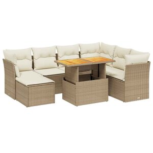 vidaXL Salon de jardin avec coussins 8 Pièces beige résine tressée