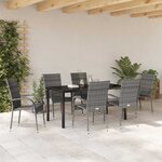 vidaXL Ensemble de salle à manger pour jardin 7 Pièces Gris Poly rotin