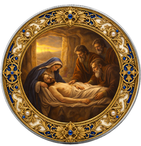 Monnaie BURIAL OF JESUS Seven Sorrows of Mary 1 Oz Argent 1$ USA 2026 (PRÉCOMMANDE)