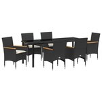 vidaXL Ensemble de salle à manger de jardin 7 pièces avec des coussins en poly rattan noir