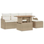vidaXL Ensemble de canapé de jardin 6 Pièces Beige Poly rotin
