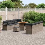 vidaXL Ensemble de canapé de jardin 11 Pièces Gris polyrotin