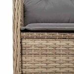vidaXL Banc de jardin avec coussin Beige Poly rotin