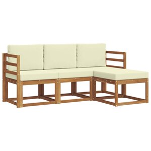 vidaXL Ensemble de canapés d'extérieur 4 pc Naturel et Crème