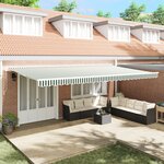 vidaXL Tissu de Remplacement d'Auvent pour Cadre de 6x3.5 m Vert et Blanc