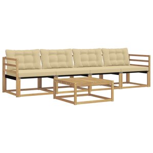 vidaXL Ensemble de canapés d'extérieur 5 pc Blanc et Beige