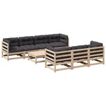vidaXL Salon de jardin 8 Pièces avec coussins bois de pin massif
