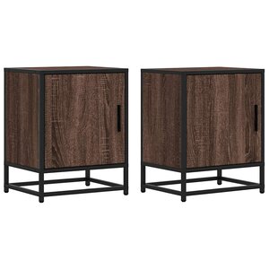 vidaXL Tables de chevet 2 Pièces chêne marron bois d'ingénierie et métal
