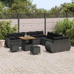 vidaXL Ensemble de canapé de jardin 13 Pièces Noir 80 x 80 x 71 cm