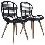 vidaXL Chaises à manger lot de 2 noir rotin naturel