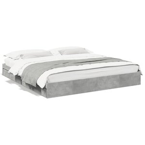 vidaXL Cadre de lit avec tiroirs sans matelas gris béton 200x200 cm