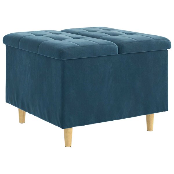vidaXL Pouf de rangement avec coussin Bleu 60 x 60 x 45 cm Velours