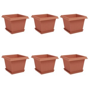 vidaXL Pots de plantes 6 Pièces Rouge brique 23 x 23 x 17 5 cm Plastique
