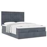 vidaXL Cadre de lit ottoman avec matelas gris foncé 140x190 cm velours