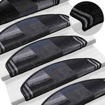 vidaXL Tapis d'escalier autocollants 15 Pièces Noir et gris 65x21x4 cm
