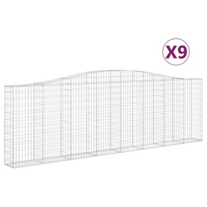 vidaXL Paniers à gabions arqués 9 Pièces 400x30x120/140 cm Fer galvanisé
