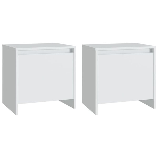 vidaXL Tables de chevet 2 Pièces blanc 45x34x44 5 cm bois d'ingénierie