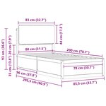 vidaXL Cadre de lit avec tête de lit rembourrée Gris foncé 80 x 200 cm