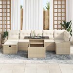 vidaXL Ensemble de canapé de jardin 8 Pièces Beige Poly rotin
