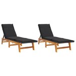 vidaXL Chaises longues et coussins lot de 2 Résine tressée et acacia