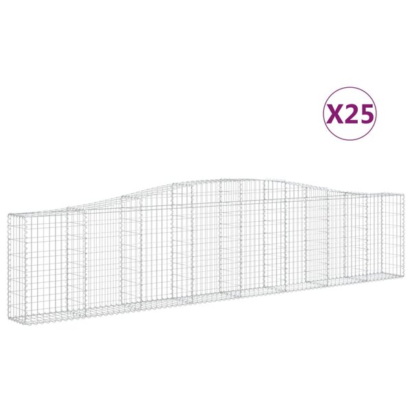 vidaXL Paniers à gabions arqués 25 Pièces 400x30x80/100 cm Fer galvanisé