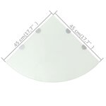 vidaXL Étagères d'angle 2 Pièces et supports chromés Verre Blanc 45x45 cm