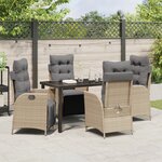vidaXL Ensemble de jardin à 5 pièces Beige Rattan Poly