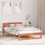 vidaXL Cadre de lit Marron cireux Bois massif 120 x 190 cm Cadre de lit