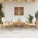 vidaXL Salon de jardin avec coussins 5 Pièces Bois d'acacia solide