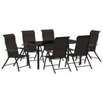 vidaXL Ensemble de salle à manger pour jardin 7 Pièces Noir café