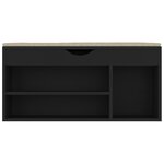 vidaXL Banc à chaussures et coussin Noir 104x30x49cm Bois d'ingénierie