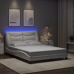 vidaXL Cadre de lit avec lumières LED blanc 140x200 cm similicuir