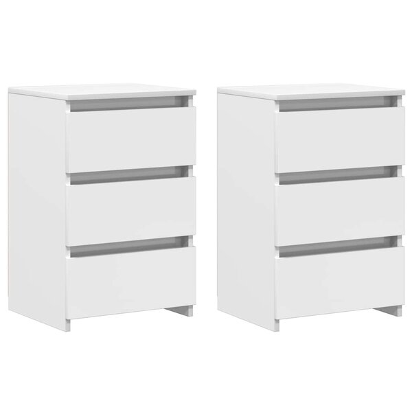 vidaXL Tables de chevet 2 Pièces Blanc brillant 40x35x62 5 cm Aggloméré