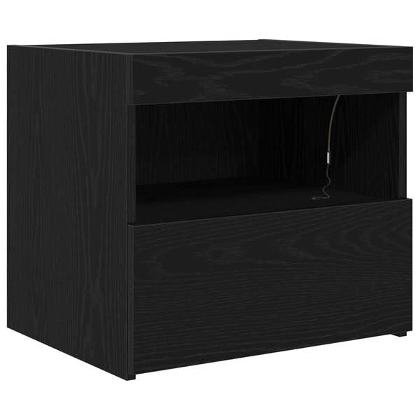 Cabinet de chevet vidaXL avec lumières LED Chêne noir 50x40x45 cm