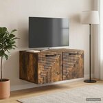 vidaXL Meuble TV mural Chêne fumé 59 5 x 41 x 30 cm Bois d'ingénierie