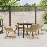 vidaXL Ensemble de salle à manger de jardin 5 pièces en rattan poly beige