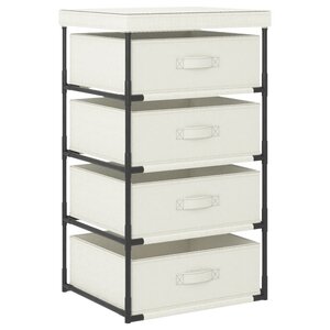 vidaXL Étagère de rangement avec 4 paniers en tissu Acier Crème