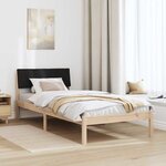 vidaXL Cadre de lit Marron et noir 90 x 190 cm Bois massif en pin